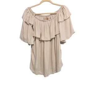 NWT CHASOR‎ Ruffle Off Shoulder Top Flowy Blouse Casual Shirt  Size M
